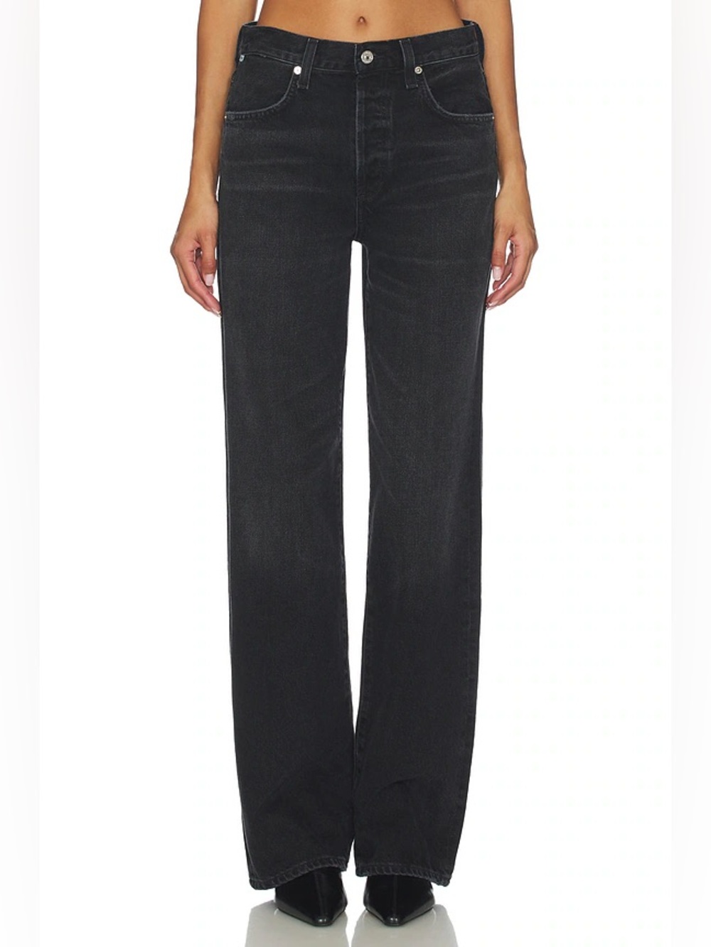 EUC Citizens of Humanity Annina Straight Leg Jeans Raine 26 Black Denim Worn 1x